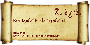 Kostyák Árpád névjegykártya